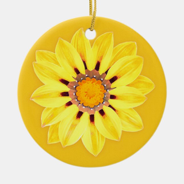 African Daisy / Gazania - Mustard Gold Ceramic Ornament (Front)