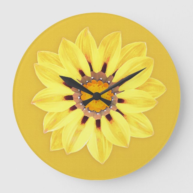 African Daisy / Gazania - Mustard Gold Large Clock (Front)