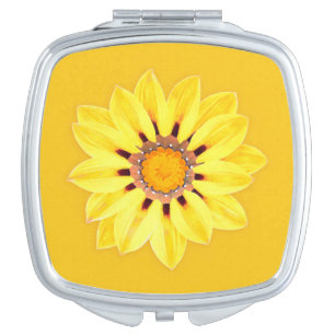 African Daisy / Gazania - Mustard Gold Makeup Mirror