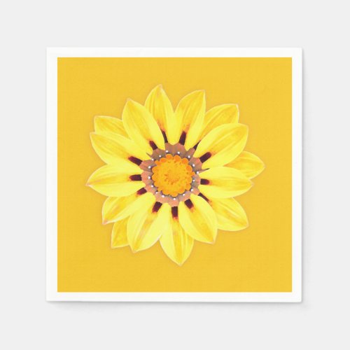 African Daisy  Gazania _ Mustard Gold Paper Napkins