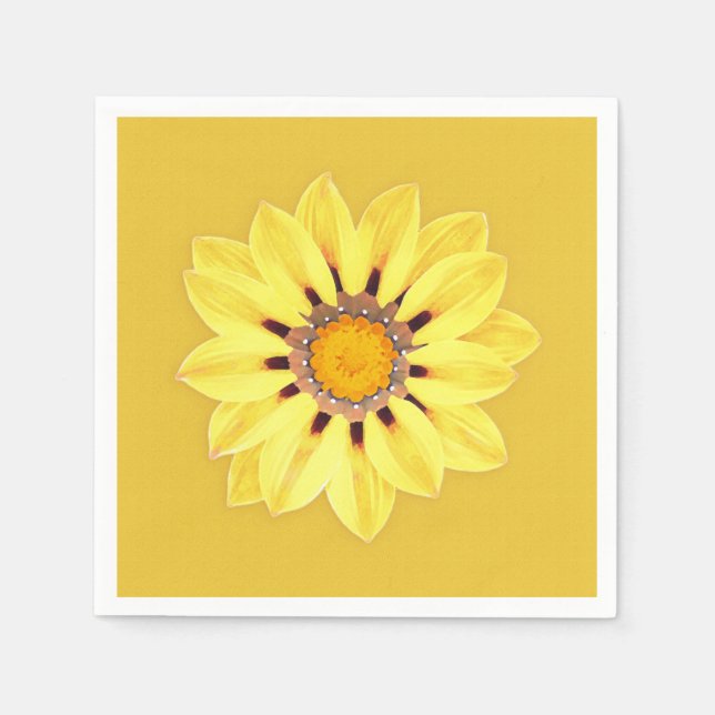 African Daisy / Gazania - Mustard Gold Paper Napkins (Front)