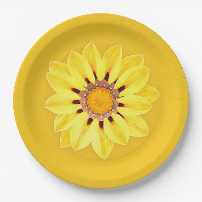 African Daisy / Gazania - Mustard Gold Paper Plates (Front)
