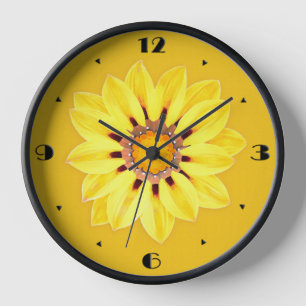 African Daisy / Gazania - Mustard Gold Wall Clock
