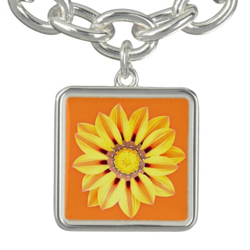 African Daisy  Gazania _ Orange and Yellow Bracelet