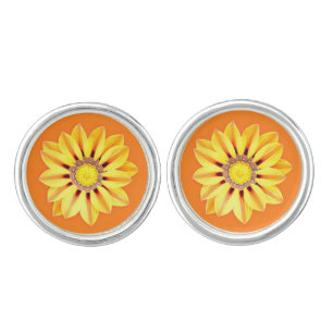 African Daisy / Gazania - Orange and Yellow Cufflinks
