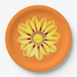 African Daisy / Gazania - Orange and Yellow Paper Plates