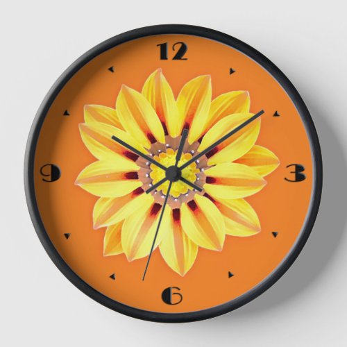 African Daisy  Gazania _ Orange and Yellow Wall Clock