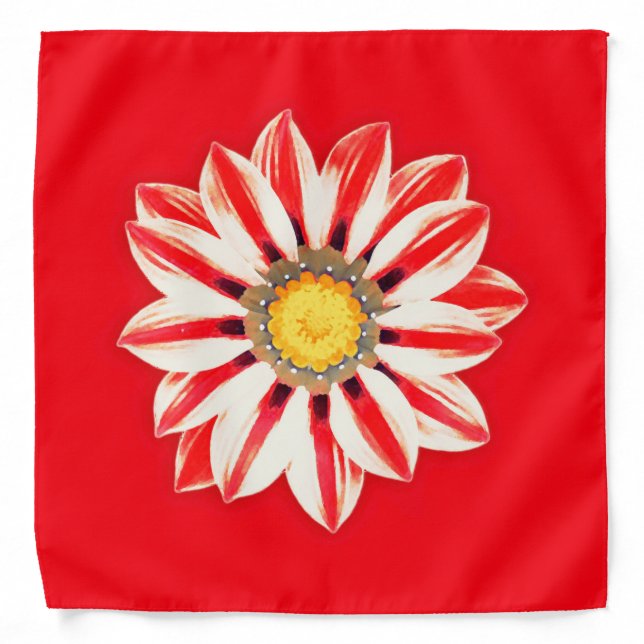 African Daisy / Gazania - Red and White Striped Bandana (Front)