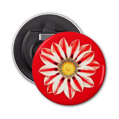 African Daisy  Gazania _ Red and White Striped Bottle Opener