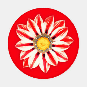 African Daisy / Gazania - Red and White Striped Coaster Set