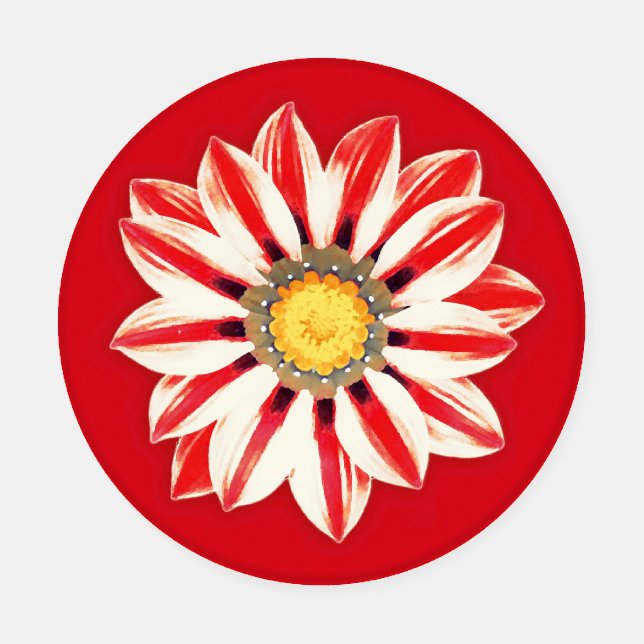 African Daisy / Gazania - Red and White Striped Coaster Set (Single)