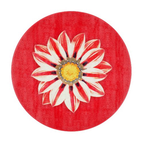 African Daisy  Gazania _ Red and White Striped Cutting Board