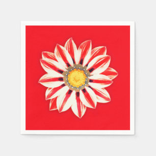 African Daisy / Gazania - Red and White Striped Napkins