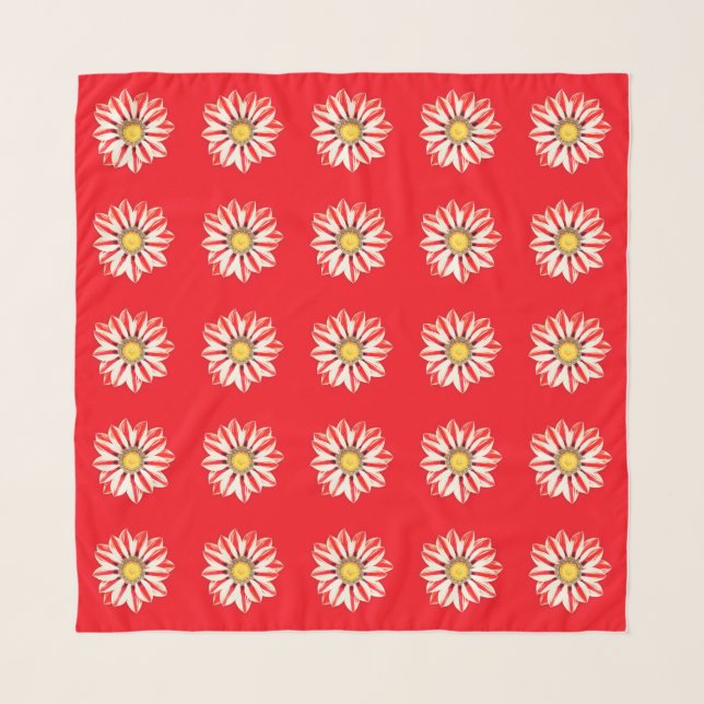 African Daisy / Gazania Red and White Striped Scarf (Front)