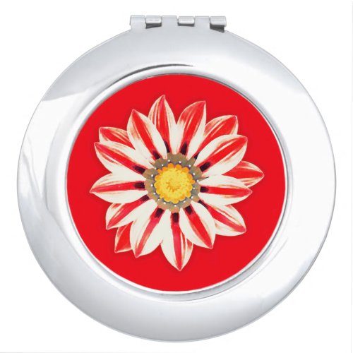 African Daisy  Gazania _ Red and White Striped Vanity Mirror
