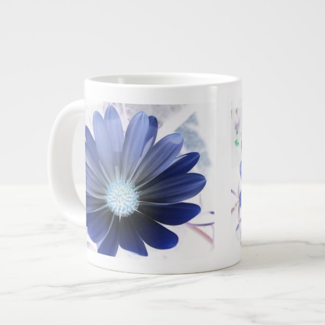 African Daisy Glowing Blue Mug (Front Left)