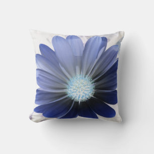 African Daisy Glowing Blue Pillow