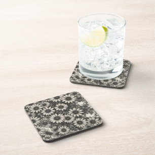African Daisy grayscale drawing Beverage Coaster