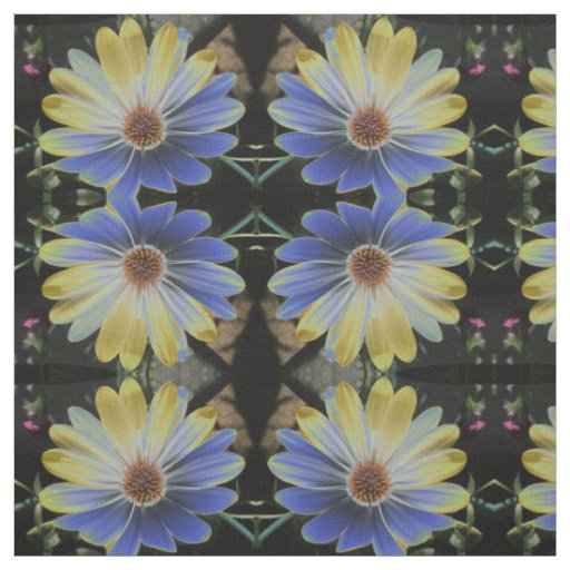 African Daisy Lapis and Gold Flor Patterned Fabric