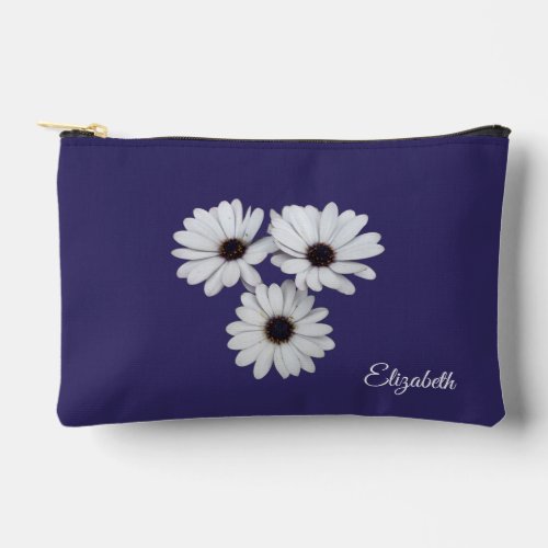 African Daisy Trio Photo on Purple with Name Accessory Pouch