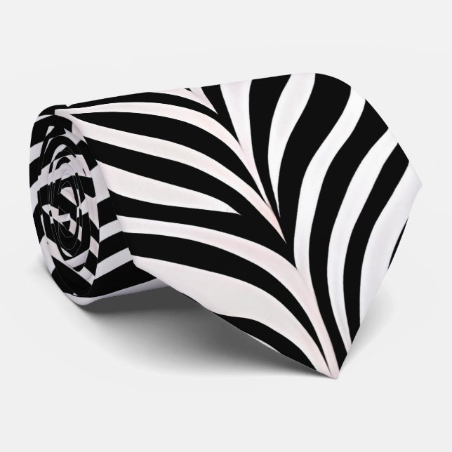 African Damask Subtle Black White Pattern Neck Tie (Rolled)