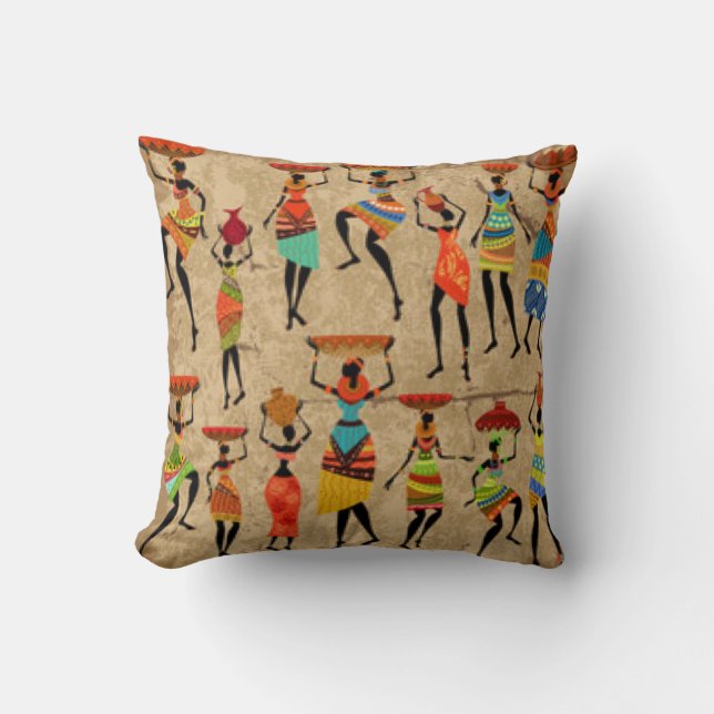 African Dance Ladies Throw Pillow (Front)