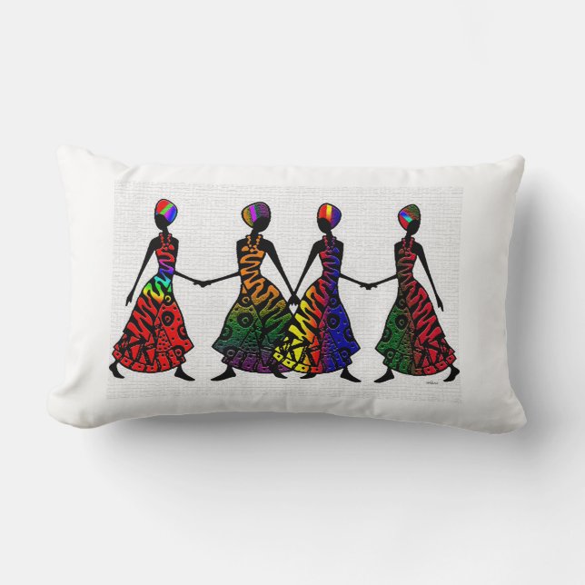African Dance Of Sisterhood Lumbar Pillow (Front)