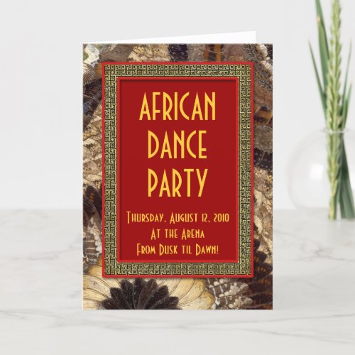 African Dance Party Invitation Card Butterfly Wing