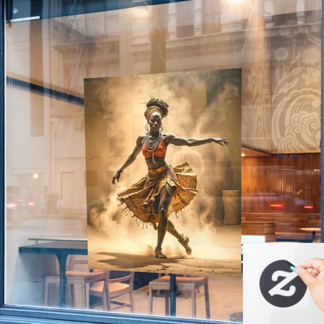 African Dancer Window Cling (Cafe Window)