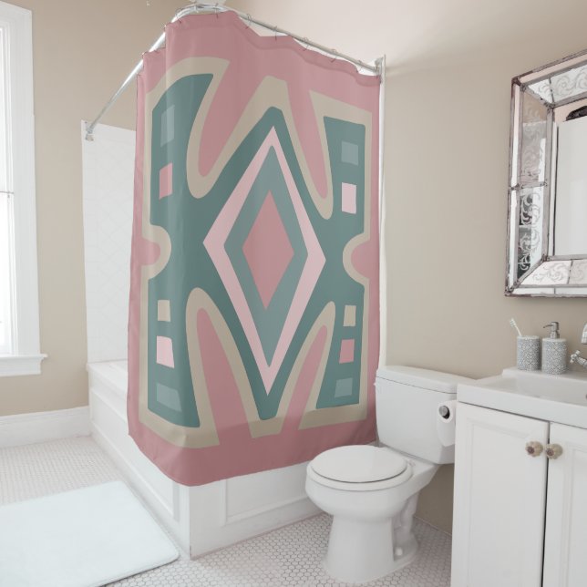 African deco bohemian design shower curtain (In Situ)