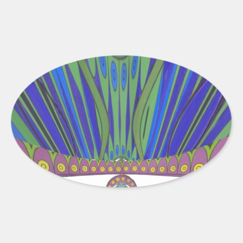 African decorative pattern modern design colors oval sticker