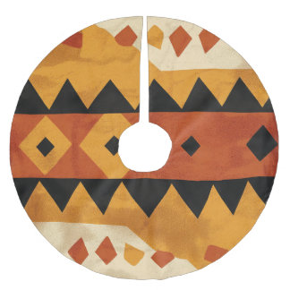 African design background in brown and black brushed polyester tree skirt