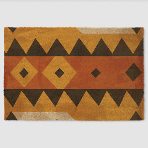 African design background in brown and black fiber doormat