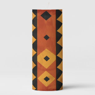 African design background in brown and black pillar candle