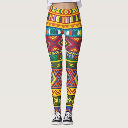 African Design Colorful Pattern Wear as Workout Leggings