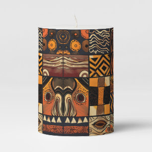 African Design Pillar Candle