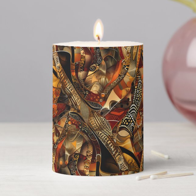 African Design Pillar Candle (In Situ)