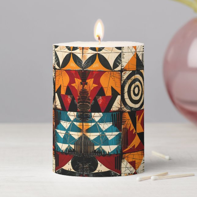 African Design Pillar Candle (In Situ)