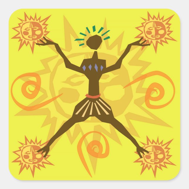 African design square sticker (Front)