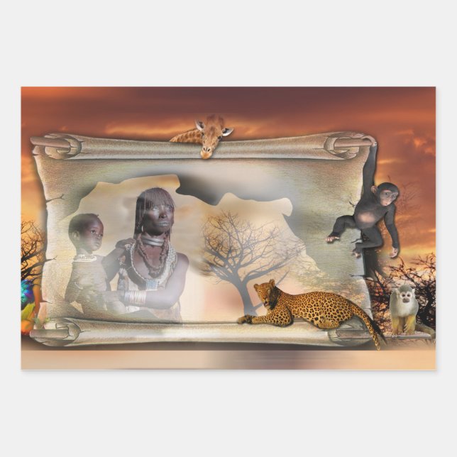 African design suede wristlet wrapping paper sheets (Front)