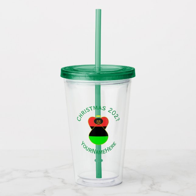 African Diaspora American Christmas Angel Acrylic Tumbler (Front)