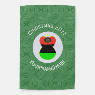 African Diaspora Angel Christmas Flag Personalized
