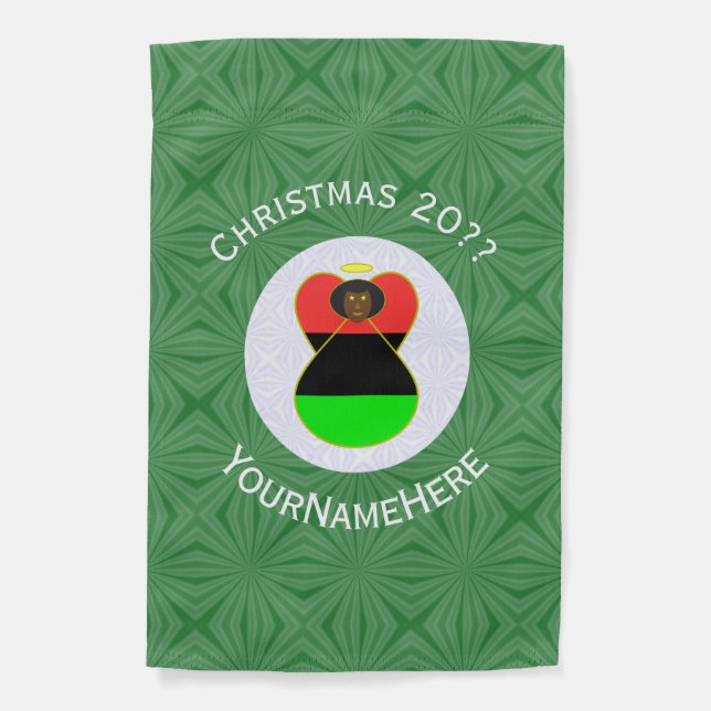 African Diaspora Angel Christmas Flag Personalized (Front)
