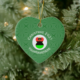 African Diaspora Angel Christmas Flag Personalized Ceramic Ornament