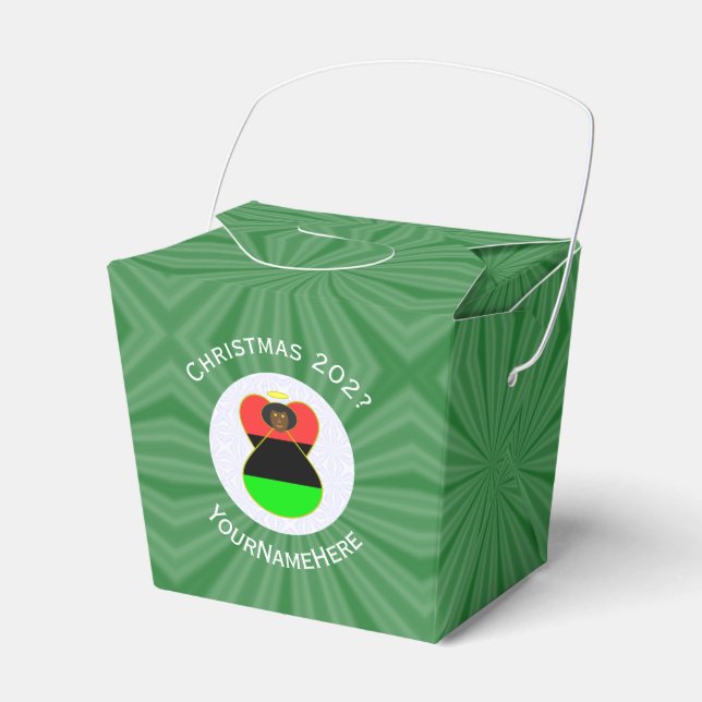 African Diaspora Angel Christmas Flag Personalized Favor Boxes (Front Side)