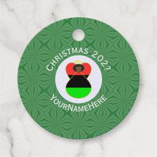 African Diaspora Angel Christmas Flag Personalized Favor Tags
