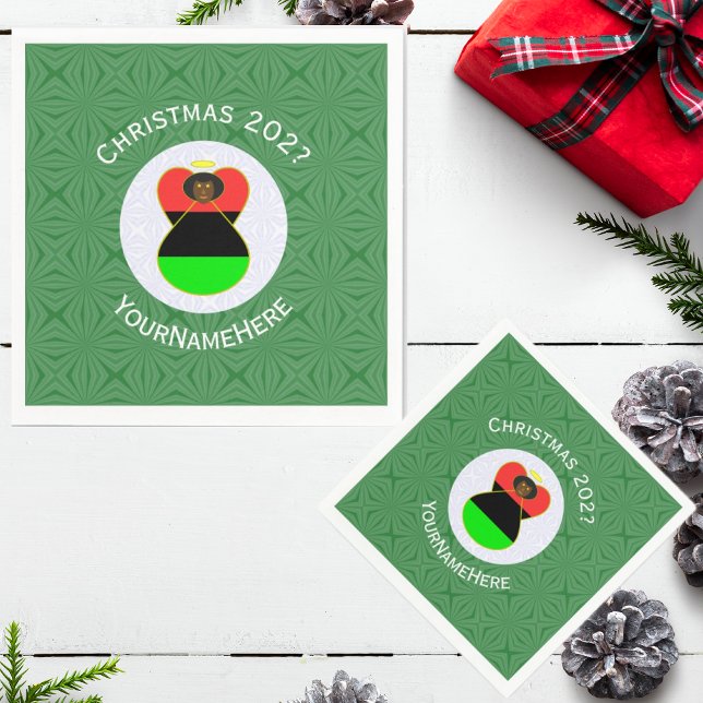 African Diaspora Angel Christmas Flag Personalized Napkins (Creator Uploaded)