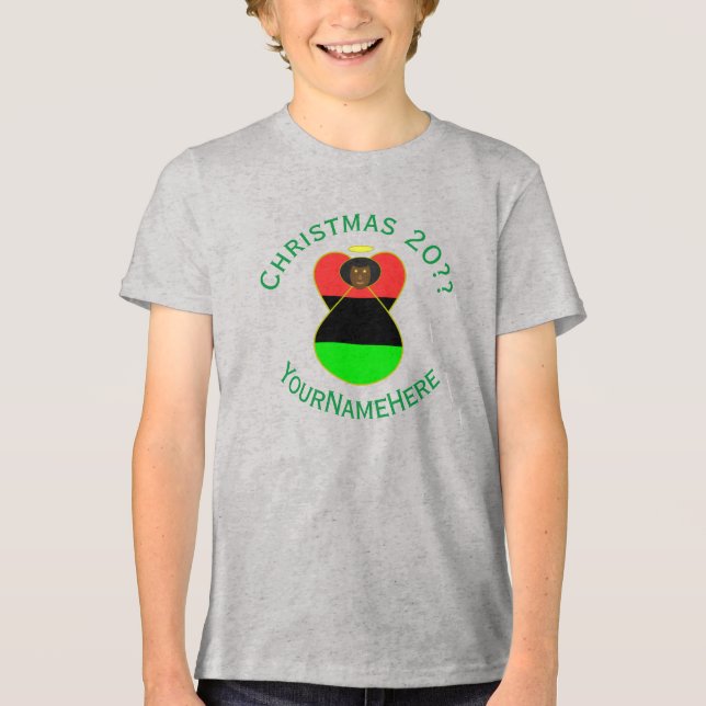 African Diaspora Angel Christmas Flag Personalized Tri-Blend Shirt (Front)