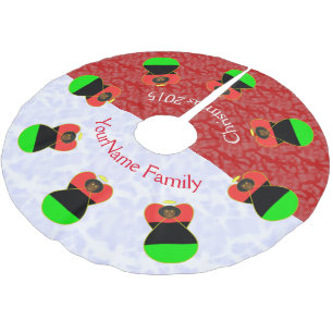 African Diaspora Angel Dressed in Flag on Red and Brushed Polyester Tree Skirt