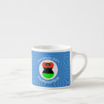 African Diaspora Angel Hanukkah Flag Personalized Espresso Cup<br><div class="desc">Espresso cup to help you celebrate Hanukkah with this angel dressed in the Flag of the African Diaspora. This African American Angel flies in the center of a white circle of squiggly squares set in the center of blue squiggly squares. Add your name, or the name of someone else, if...</div>